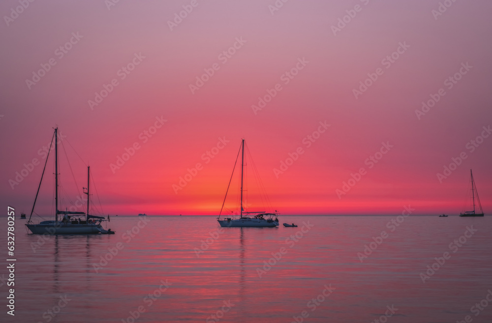 Sunrise on the beach in San Vito lo Capo in Sicily is a unique emotion. San Vito lo Capo, Sicily, Italy. June 2023