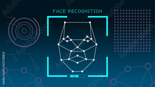Face recognition.  Face scan. Face ID