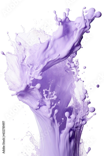 frothing lavender foam frozen in an abstract futuristic 3d texture isolated on a transparent background, generative ai