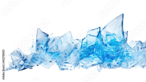 glistening crystal blue ice frozen in an abstract futuristic 3d texture isolated on a transparent background, generative ai