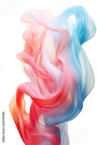 liquid silk ribbons frozen in an abstract futuristic 3d texture isolated on a transparent background  generative ai