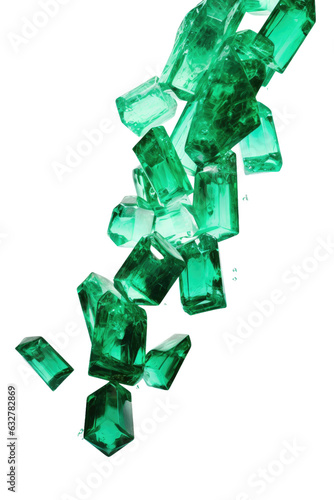 molten emerald crystals frozen in an abstract futuristic 3d texture isolated on a transparent background, generative ai © Perfect PNG