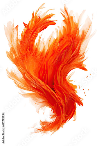 molten fiery feathers frozen in an abstract futuristic 3d texture isolated on a transparent background, generative ai