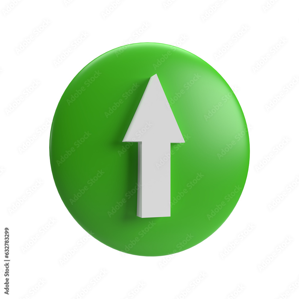 white arrow icon on green background, icon in 3d render white arrow icon on green background, icon in 3d render