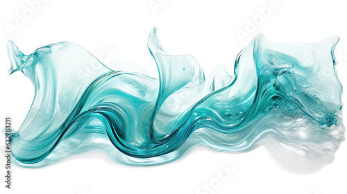 shimmering aquamarine tides frozen in an abstract futuristic 3d texture isolated on a transparent background, generative ai