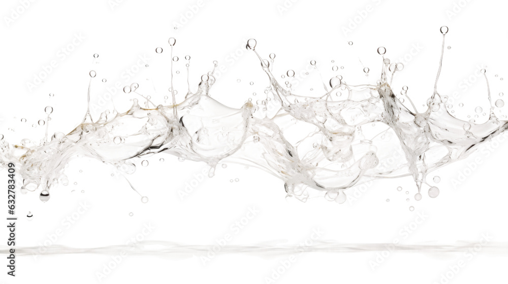 Obraz premium shimmering sunlit dew water splash frozen in an abstract futuristic 3d texture isolated on a transparent background, generative ai