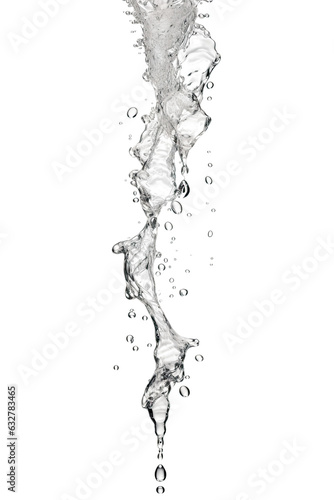 silvery mercury clear water splash drops frozen in an abstract futuristic 3d texture isolated on a transparent background, generative ai