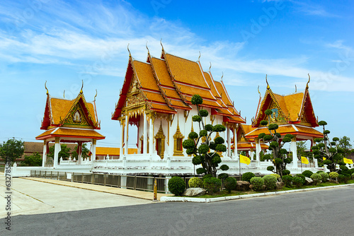Wat Sirisrilasuparam buddhism temple with blue sky in Phuket