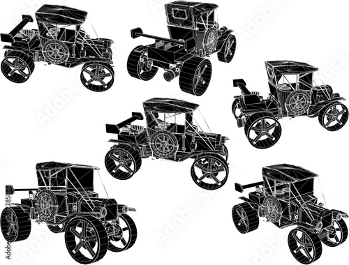 Vector sketch illustration of vintage classic old car design for the nobles of antiquity to drive