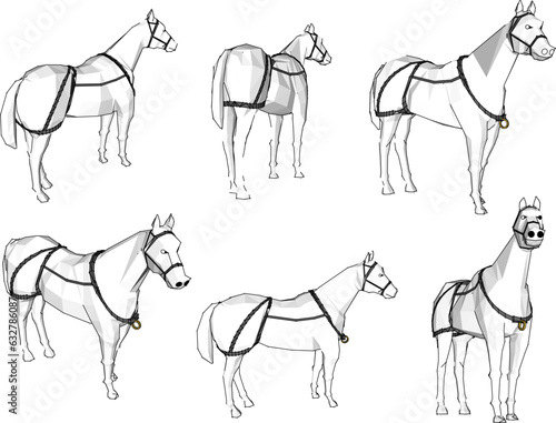 Vector sketch of a dashing white horse animal illustration for prince