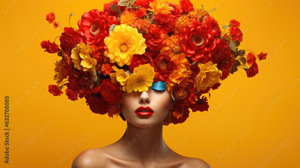 Portrait of a woman with flowers in her hair