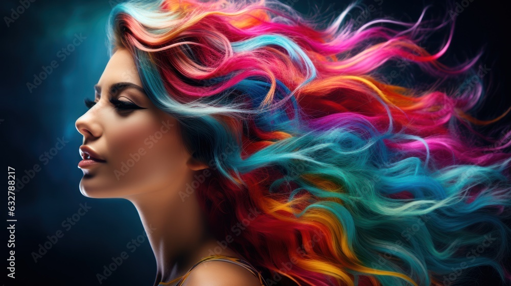 a woman with colorful hair a woman with colorful hair