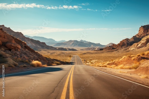 a long straight road in the desert