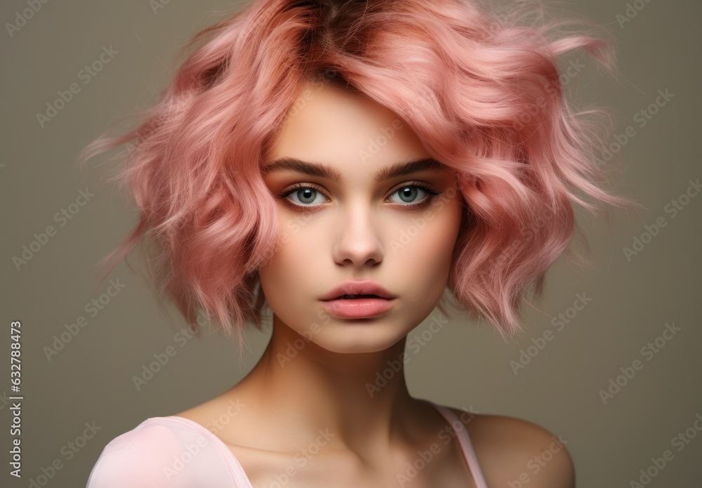 a woman with pink hair