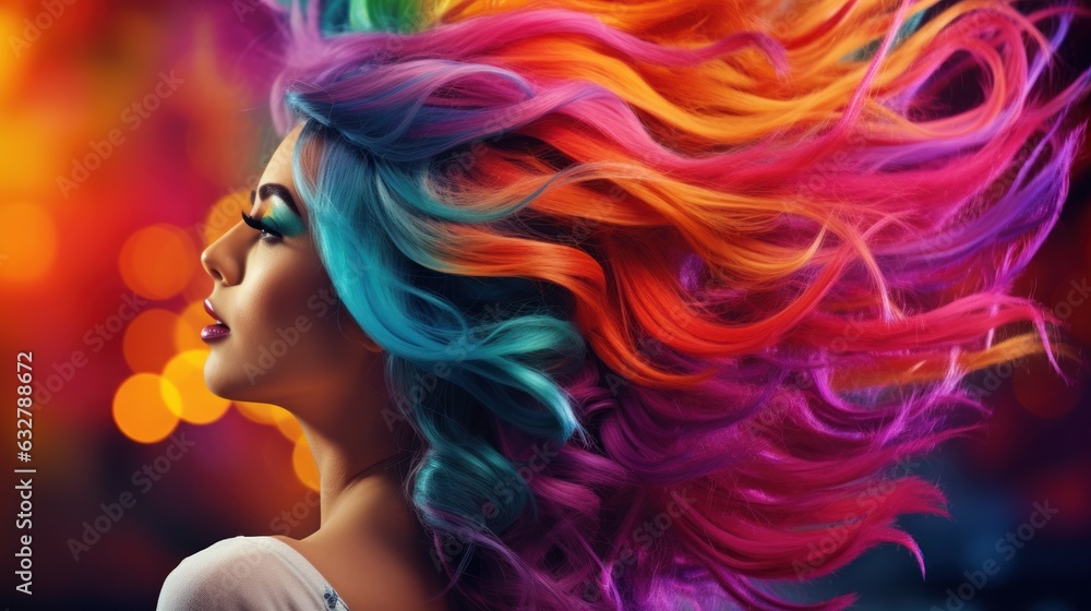 a person with colorful hair