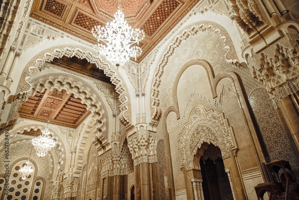 Interior of Casablanca Grand Moche mosque in Morocco