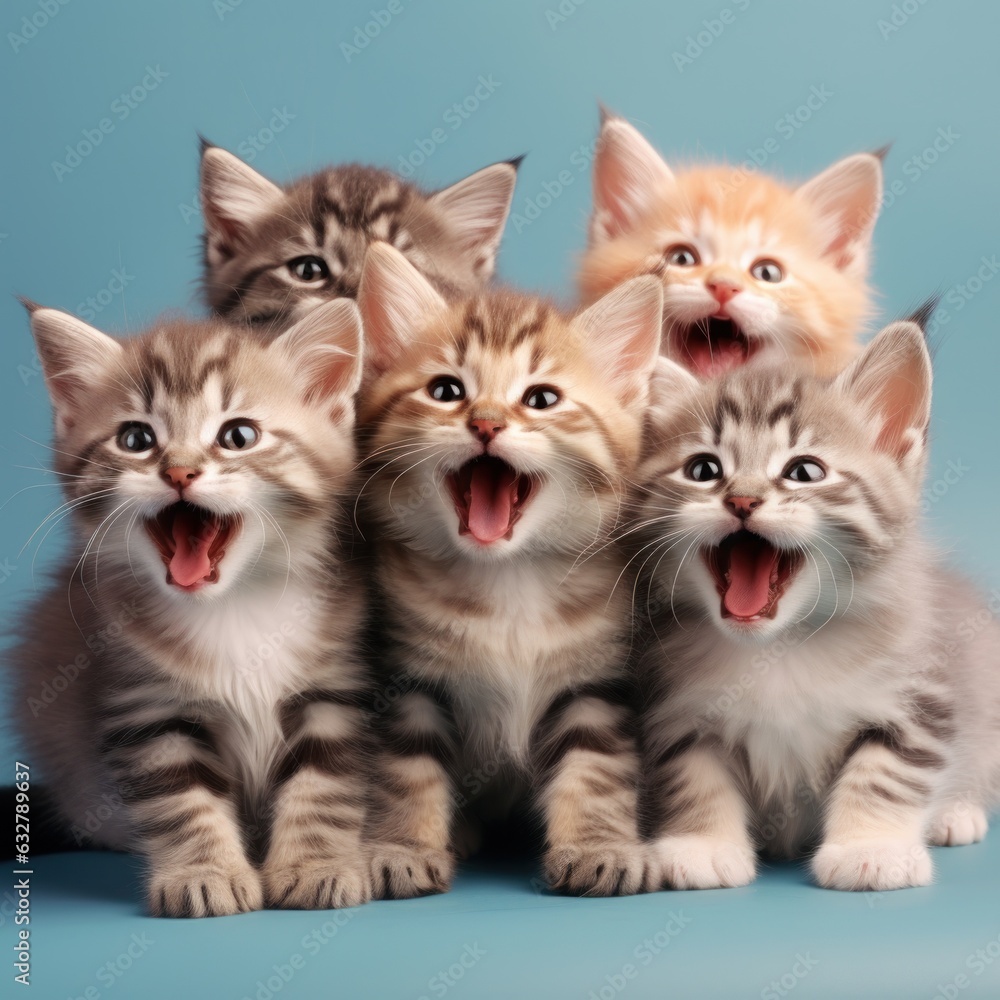 a group of kittens with their mouths open