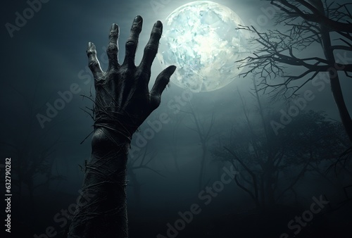  Zombie Hand Against the Moonlight Generative ai 