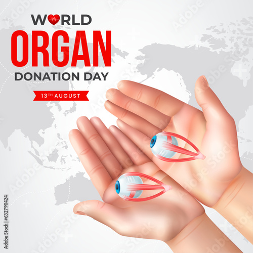 World organ donation day with eyes for transplantation, saving lives, social network post, artwork, print, doodle, vector illustration (Vector)