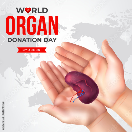 World organ donation day with spleen for transplantation, saving lives, social network post, artwork, print, doodle, vector illustration (Vector)