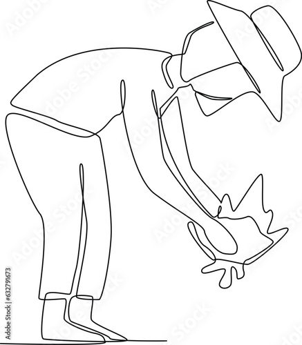 Continuous one line drawing of farmers or agricultural workers concept. Doodle vector illustration.