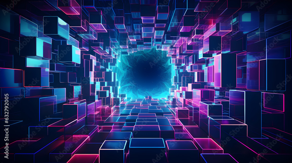 Vivid Neon Corridor A Sci-Fi Escape