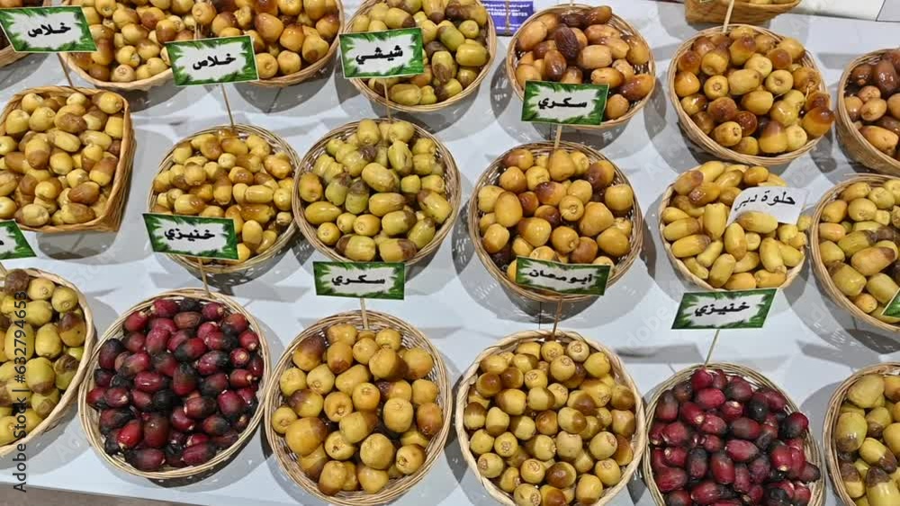 Varieties of fresh Emirati Dates are displayed during the Dates Festival in the United Arab Emirates. Varieties of fresh Emirati Dates are displayed during the Dates Festival in the United Arab Emirates.