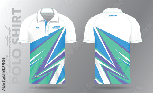 soft color sublimation Polo Shirt mockup template design for badminton jersey, tennis, soccer, football or sport uniform	