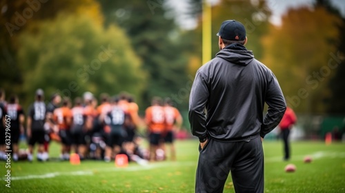 coach watching a team during a practice generative ai photo