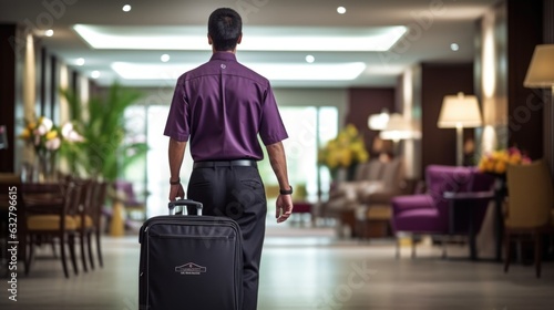 bellboy carrying luggage in a hotel, generative ai