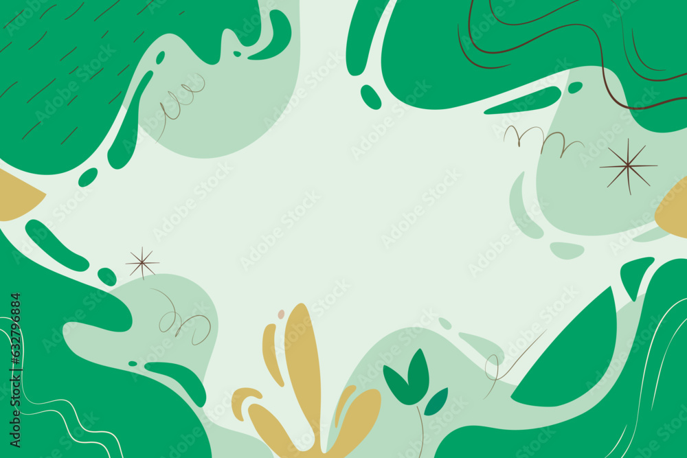 Fototapeta premium Presentation Background with tropical leaf plant on green background vector design. 