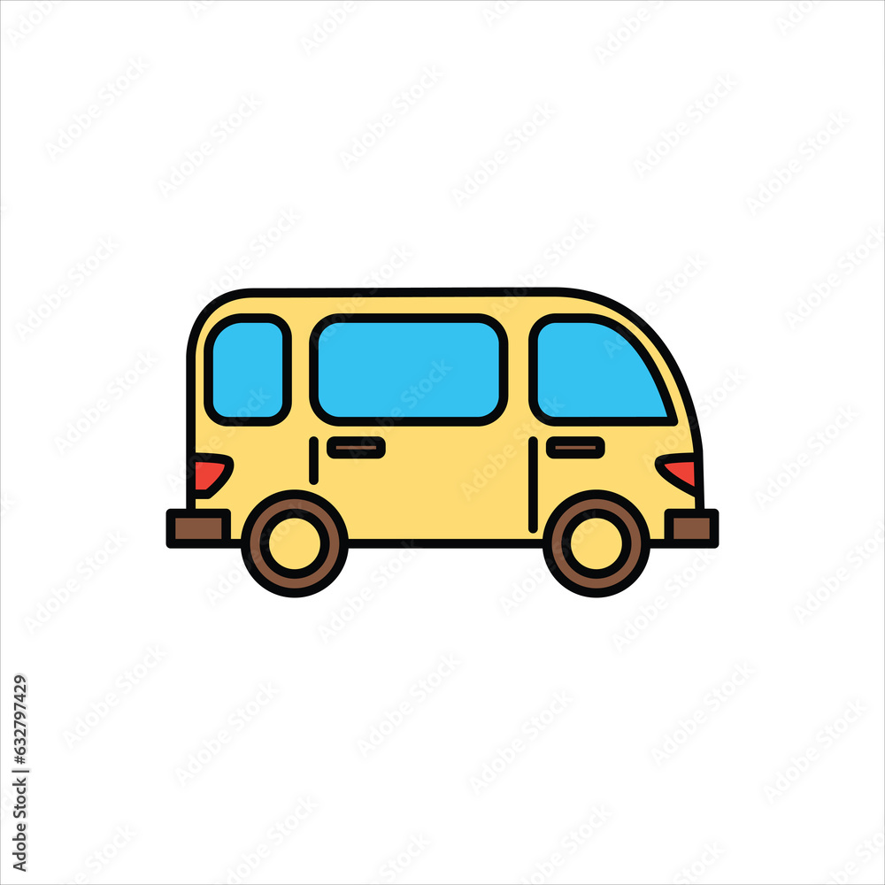 cute outline colored transportation icon 