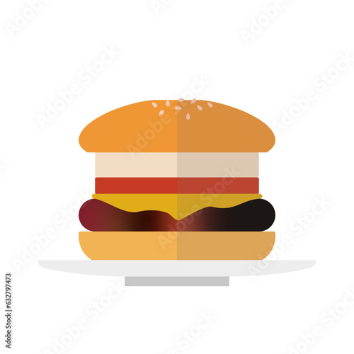 ハンバーガーの横からのフラットアイコン