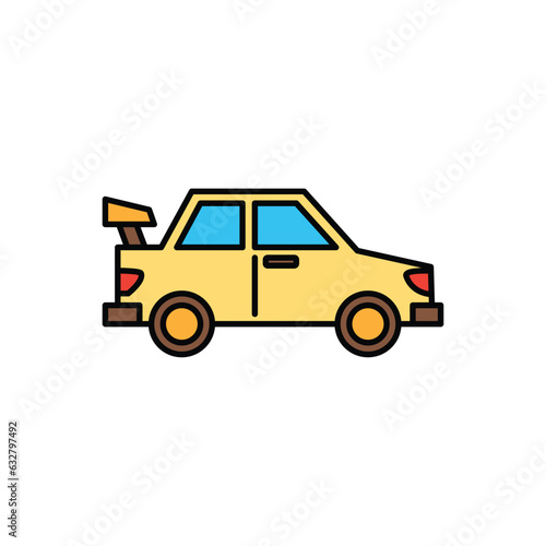 cute outline colored transportation icon 