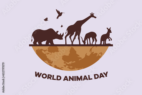 World Animal Day on October 4 concept. Colored flat vector illustration isolated. 