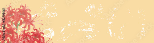 バナー　フレーム　水彩　手描き　彼岸花　もみじ　秋　背景　イラスト素材