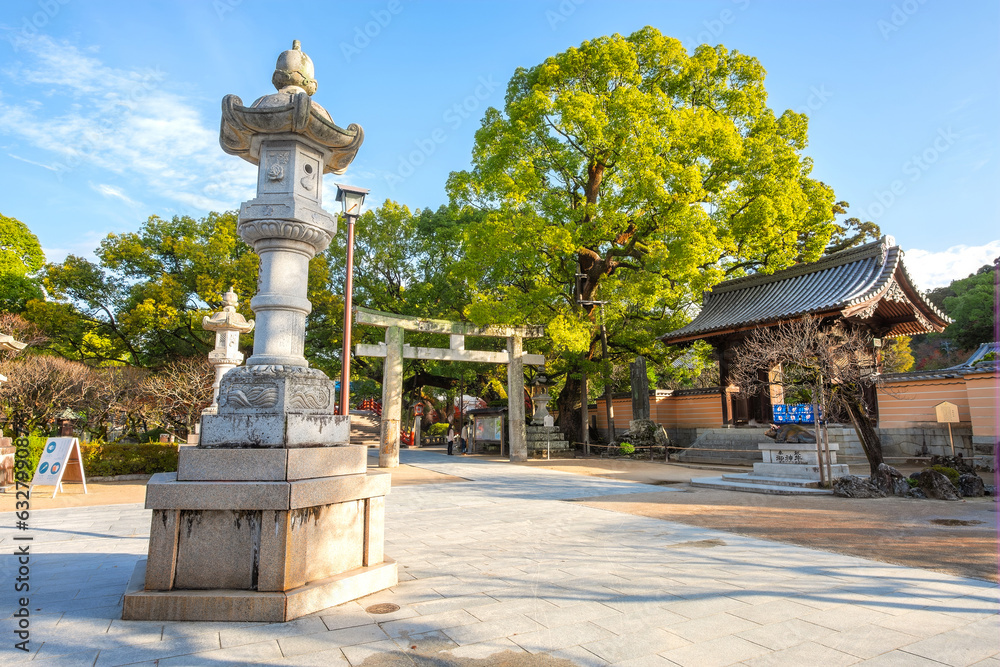 Fukuoka, Japan - Nov 30 2022: Dazaifu Tenmangu shgrine dedicated to the spirit of Sugawara Michizane, a scholar and politician of the Heian Period Fukuoka, Japan - Nov 30 2022: Dazaifu Tenmangu shgrine dedicated to the spirit of Sugawara Michizane, a scholar and politician of the Heian Period