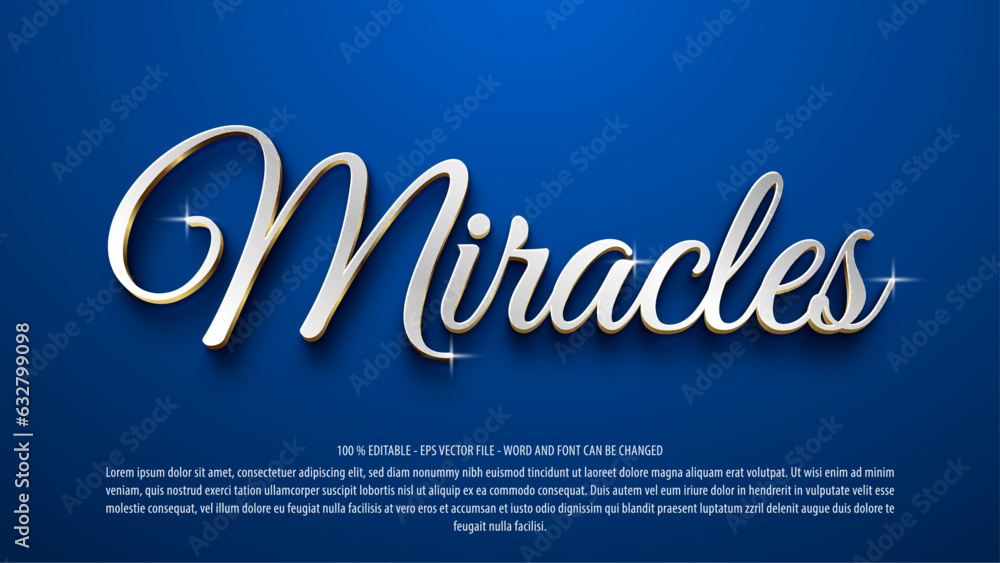 Miracles 3d style editable text effect