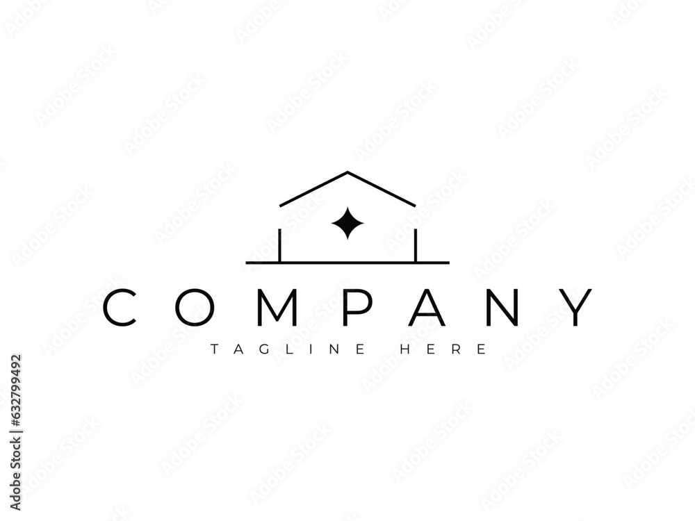 minimal house line logo design minimal house line logo design