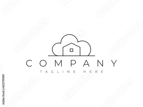 house cloud logo design. dream house logo concept.