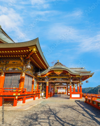 Saga, Japan - Nov 28 2022: Yutoku Inari shrine in Kashima City, Saga Prefecture. It's one of Japan's top three shrines dedicated to Inari alongside Fushimi Inari in Kyoto and Toyokawa Inari in Aichi