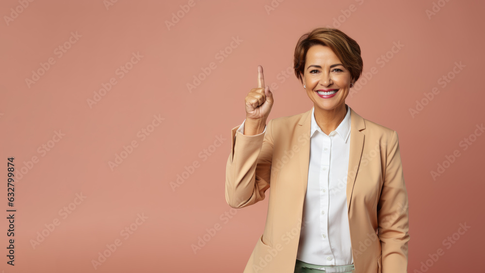 Confident senior businesswoman at work smiling with a thumb up Confident senior businesswoman at work smiling with a thumb up