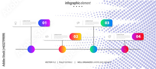 Vector infographic label template with icons. 4 options or steps. Infographics for business concept. Can be used for info graphics, flow charts, presentations, web sites, banners, printed materials.
