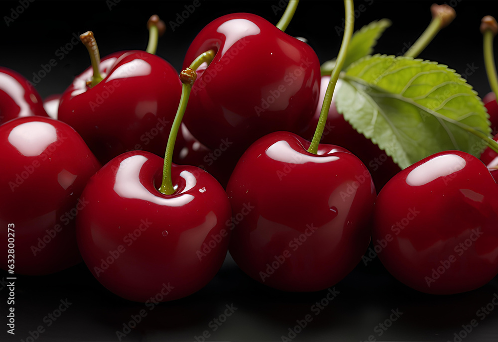 Cherry banner. Cherries background. Close-up food photography. ai generated Cherry banner. Cherries background. Close-up food photography. ai generated