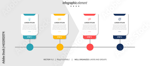Modern business infographic for company milestones timeline template with flat icons. Easy to use for your website or presentation.
