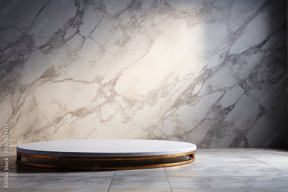 White marble pedestal with shadow on the wall