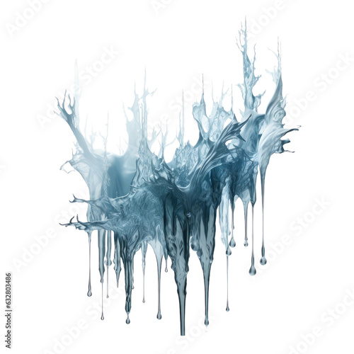 dripping enchanted forest frozen in an abstract futuristic 3d texture isolated on a transparent background, generative ai