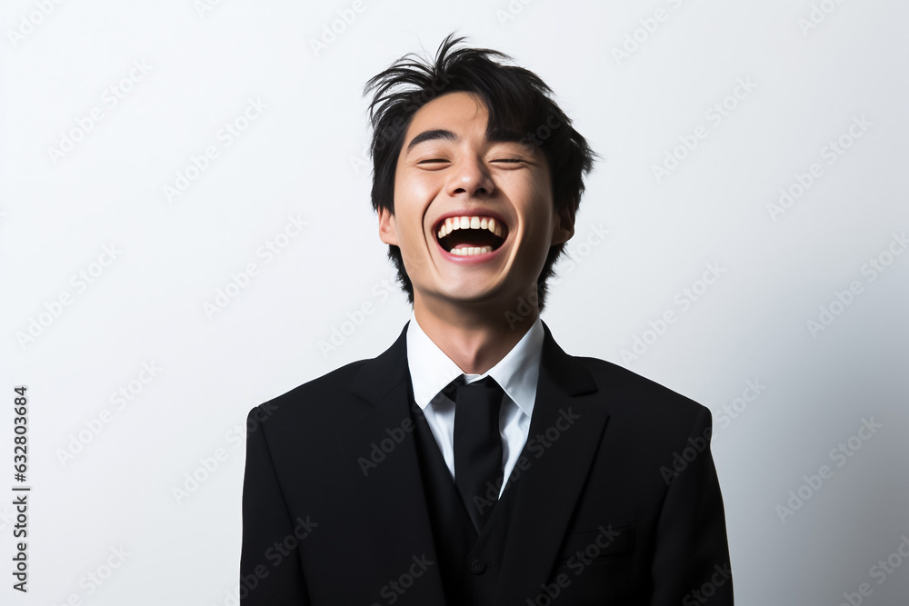 Happy businessman standing Isolated on white background. Portrait of young smiling handsome guy in formal black and white shirt with business suit. Generative AI. Happy businessman standing Isolated on white background. Portrait of young smiling handsome guy in formal black and white shirt with business suit. Generative AI.