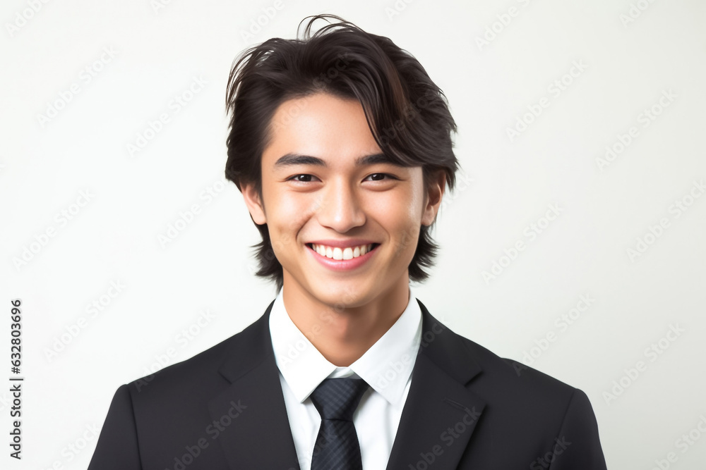 Happy businessman standing Isolated on white background. Portrait of young smiling handsome guy in formal black and white shirt with business suit. Generative AI. Happy businessman standing Isolated on white background. Portrait of young smiling handsome guy in formal black and white shirt with business suit. Generative AI.