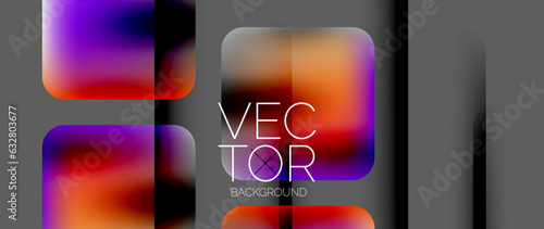 Dynamic bright colorful geometric elements with fluid gradients, lights, shadows blend in a minimal backdrop, creating captivating composition